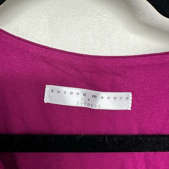 NWT Susana Monaco Gathered Deep V-Neck Sleeveless Top in Magenta, Size Medium - Picture 4 of 5